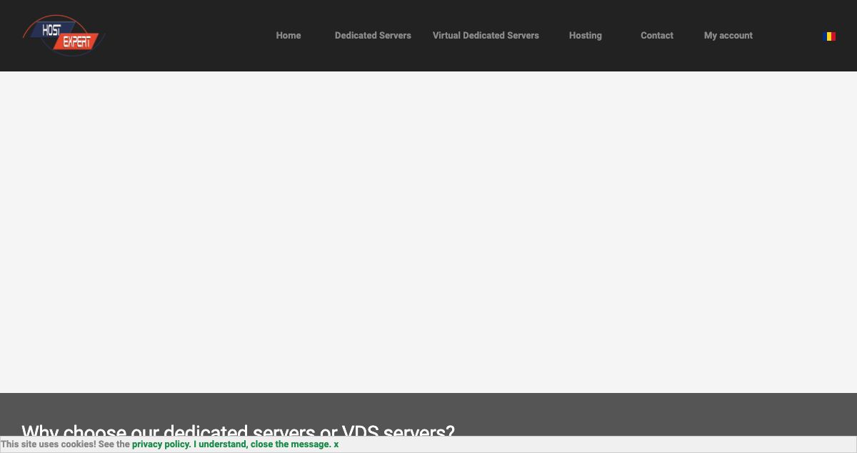 Homepage of Host Expert hosting