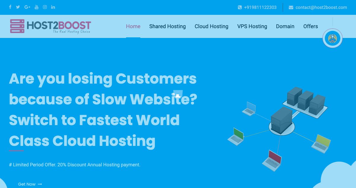 Homepage of HOST2BOOST hosting