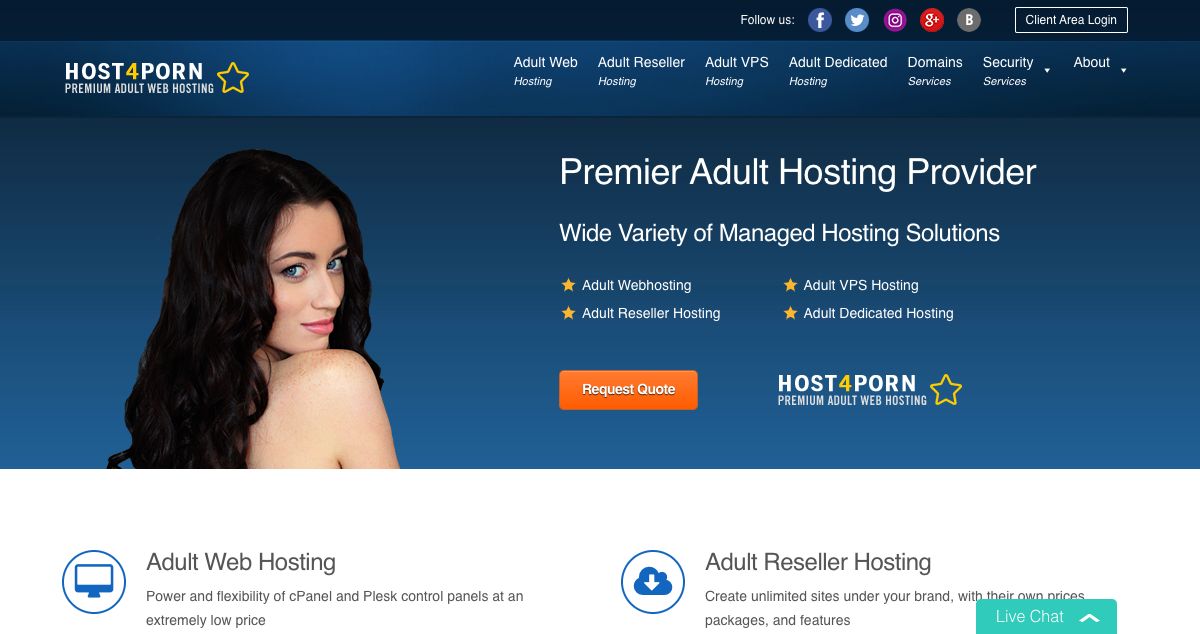 Homepage of Host4Porn hosting