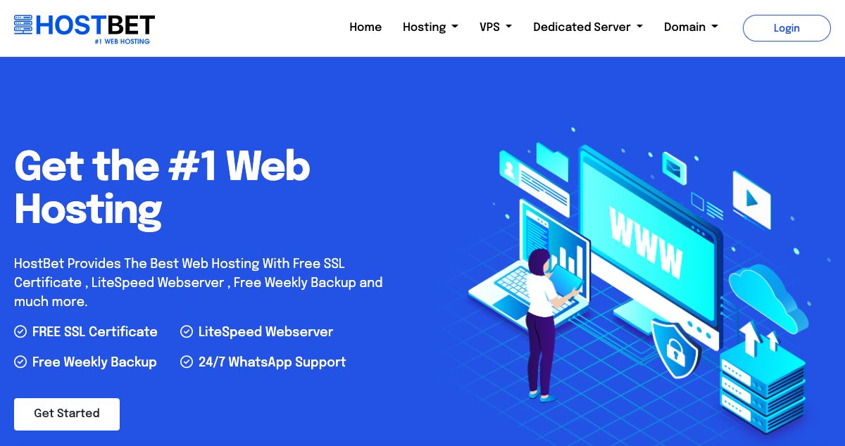 Homepage of HostBet hosting