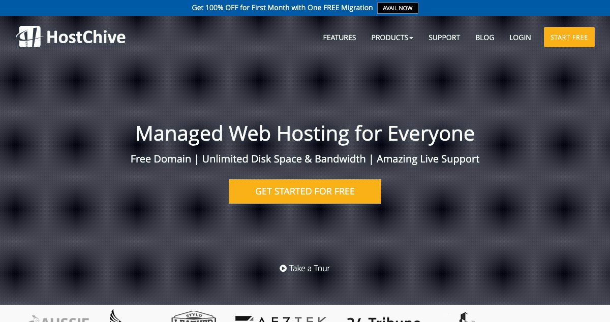 Homepage of HostChive hosting