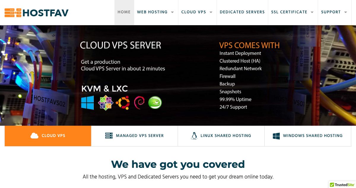 Homepage of HostFav hosting