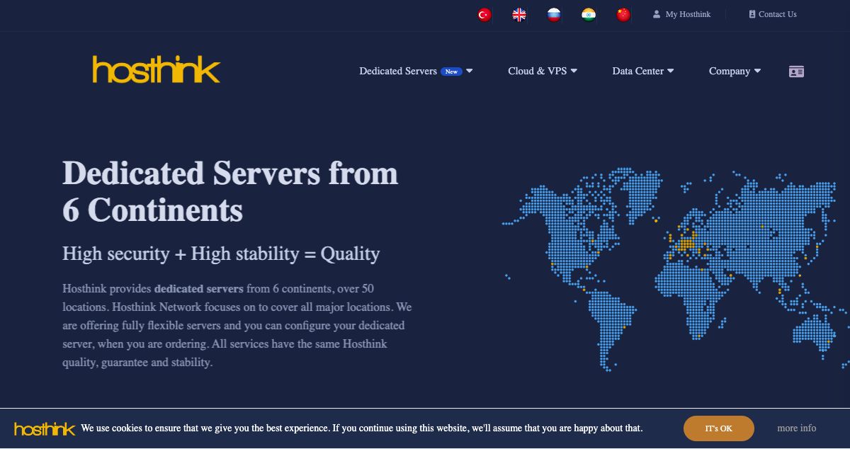 Homepage of Hosthink hosting