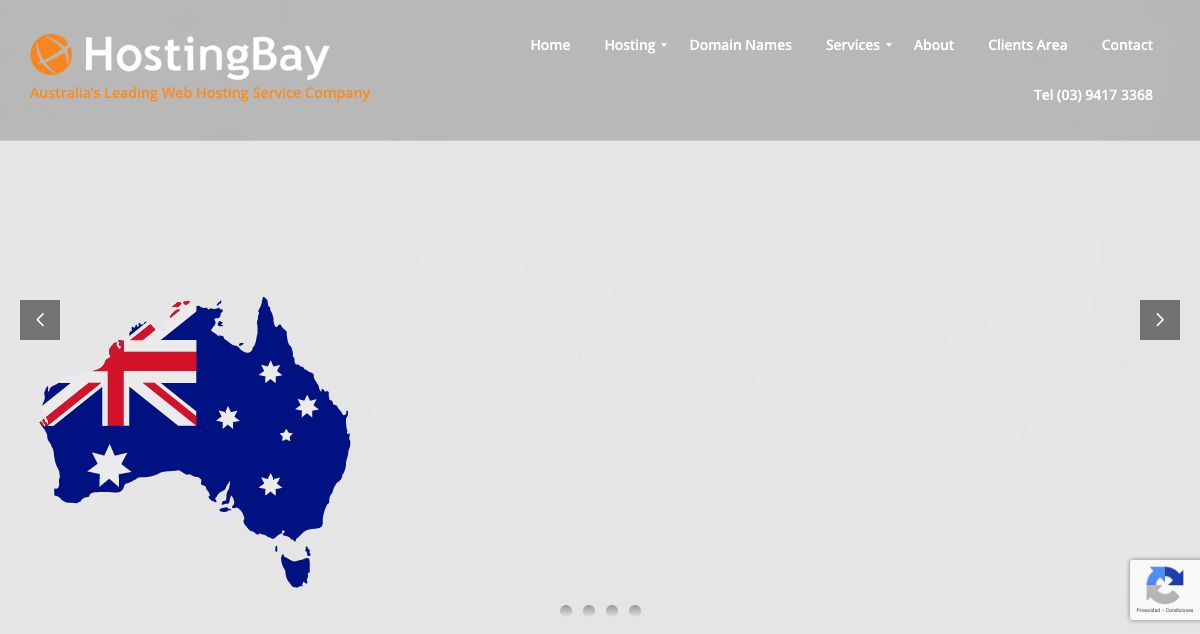 Homepage of HostingBay hosting