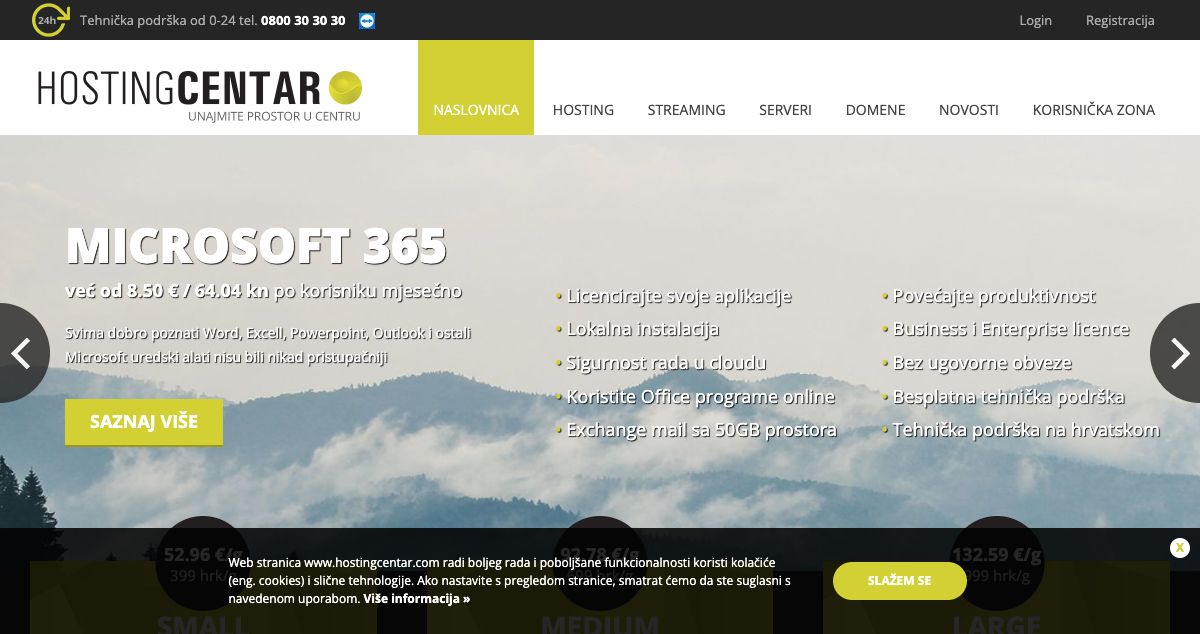 Homepage of Hosting Centar hosting