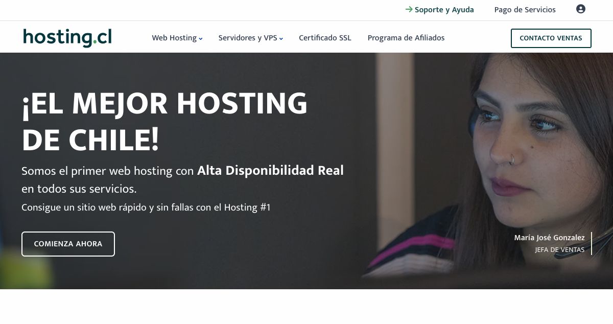 Homepage of HostingCl.cl hosting