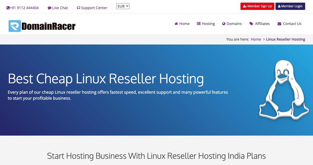 Homepage of HostingForSell hosting