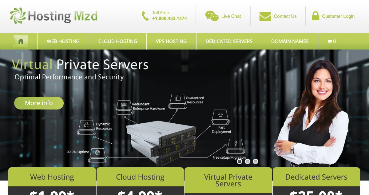 Homepage of Hosting Mzd hosting