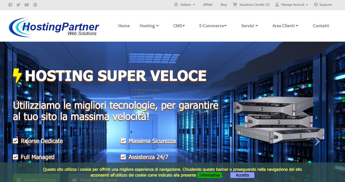 Homepage of HostingPartner hosting