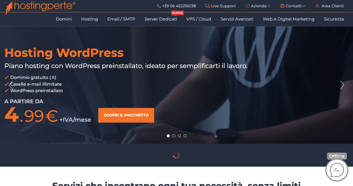 Homepage of HostingPerTe hosting