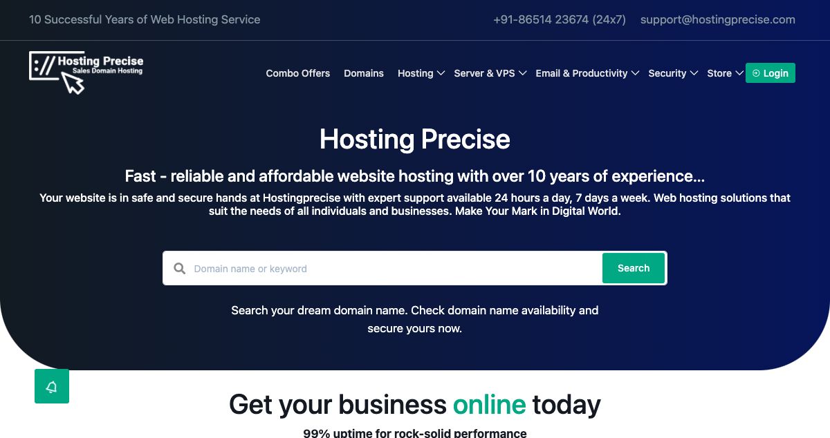 Homepage of Hosting Precise hosting