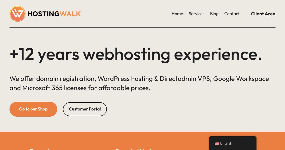 Homepage of Hostingwalk hosting