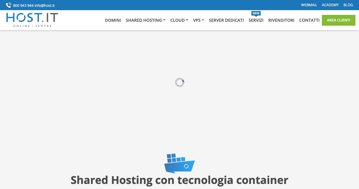 Homepage of Host.it hosting