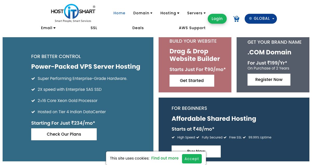 Homepage of Host IT Smart hosting