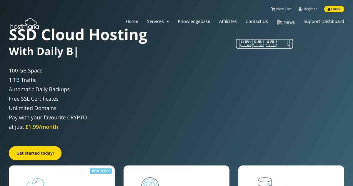 Homepage of HostMaria hosting