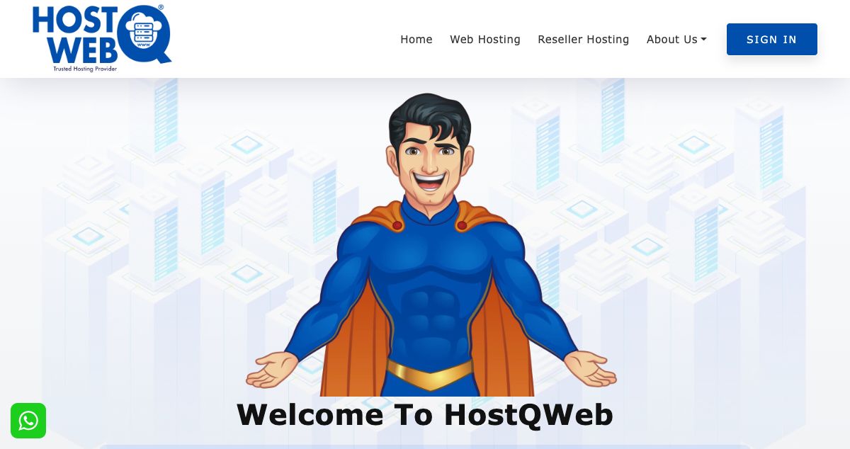 Homepage of HostQWeb hosting