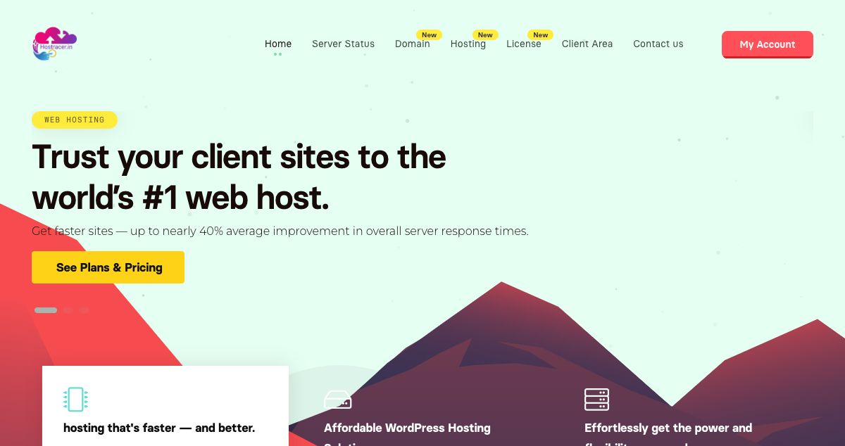 Homepage of HostRacer hosting