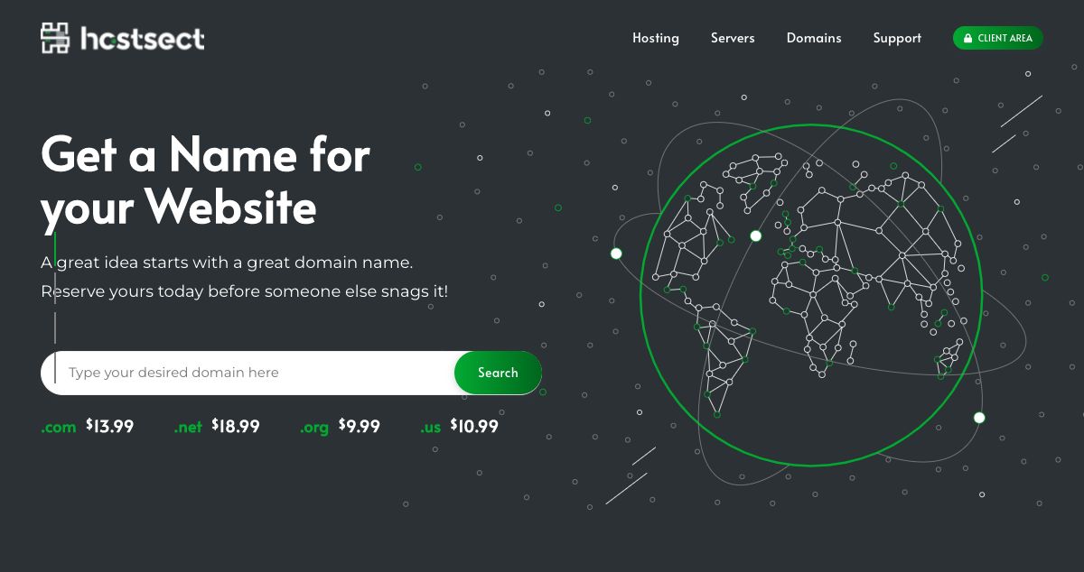 Homepage of HostSect hosting