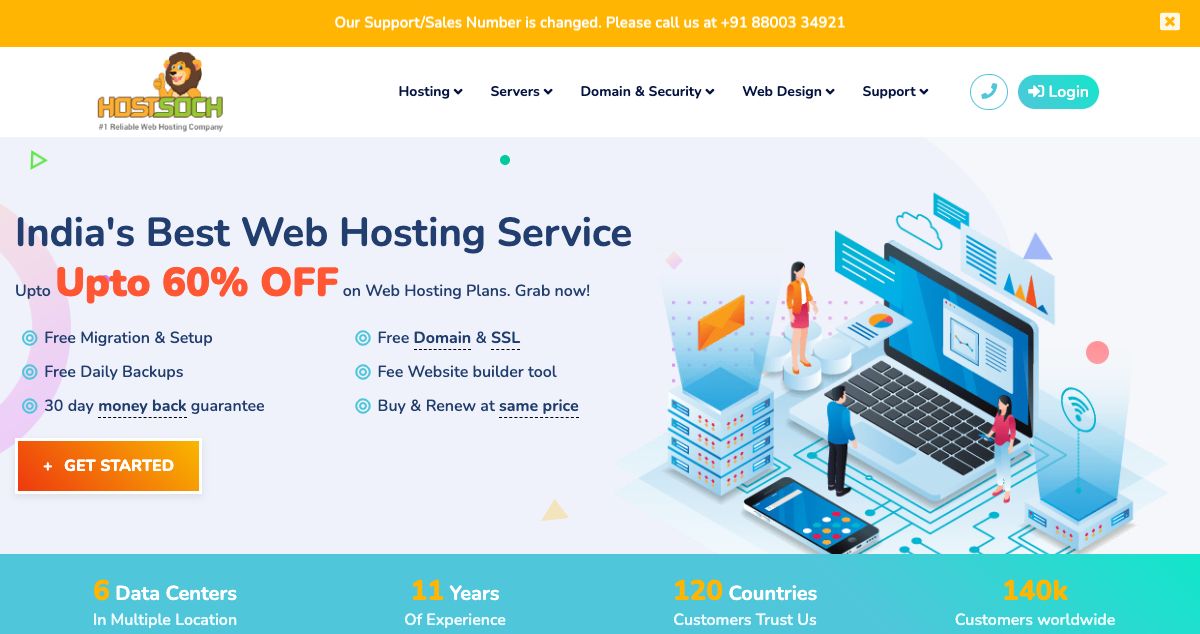 Homepage of HostSoch hosting