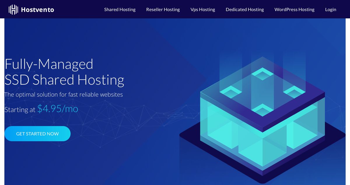 Homepage of Hostvento hosting