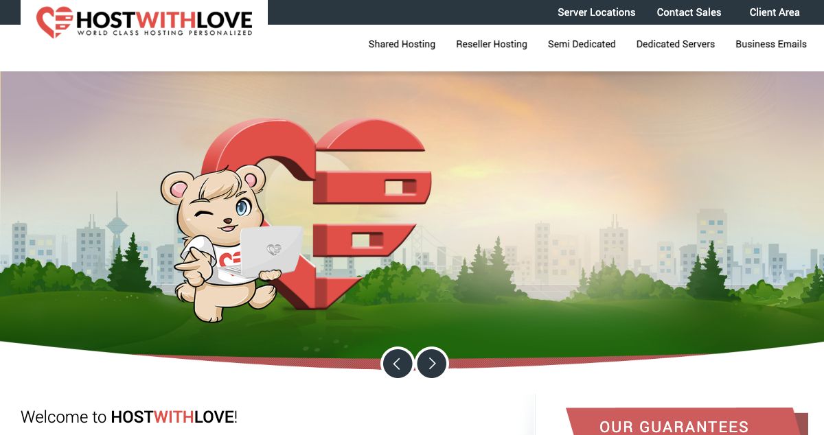 Homepage of HostWithLove hosting