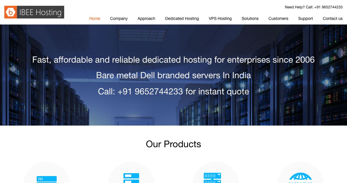 Homepage of IBEE Hosting hosting