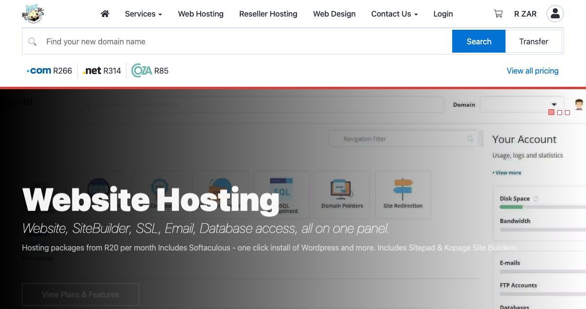 Homepage of iCreate Hosting hosting