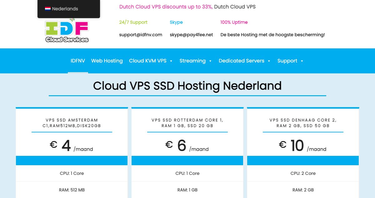 Homepage of IDFNV hosting