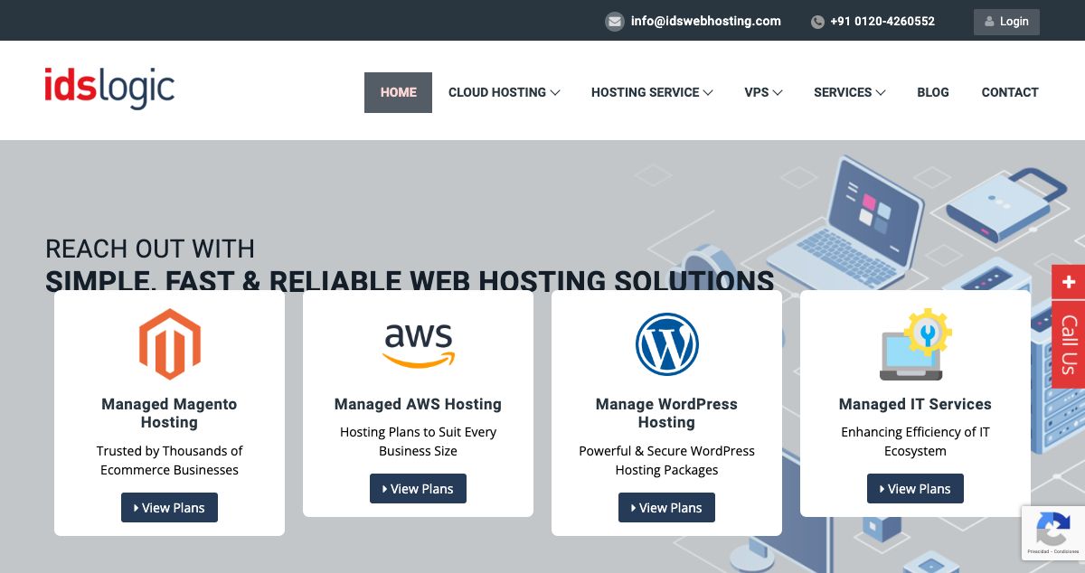 Homepage of IDS Web Hosting Pvt. Ltd. hosting