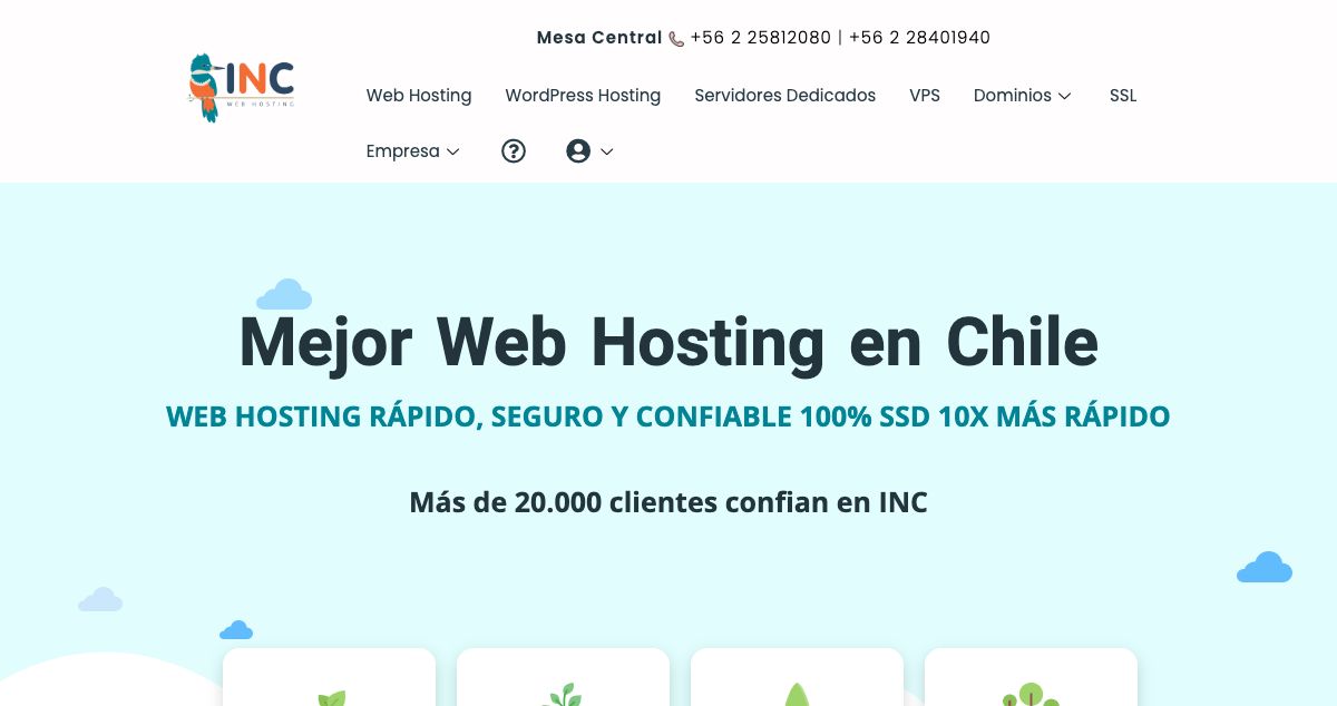 Homepage of INC.CL hosting