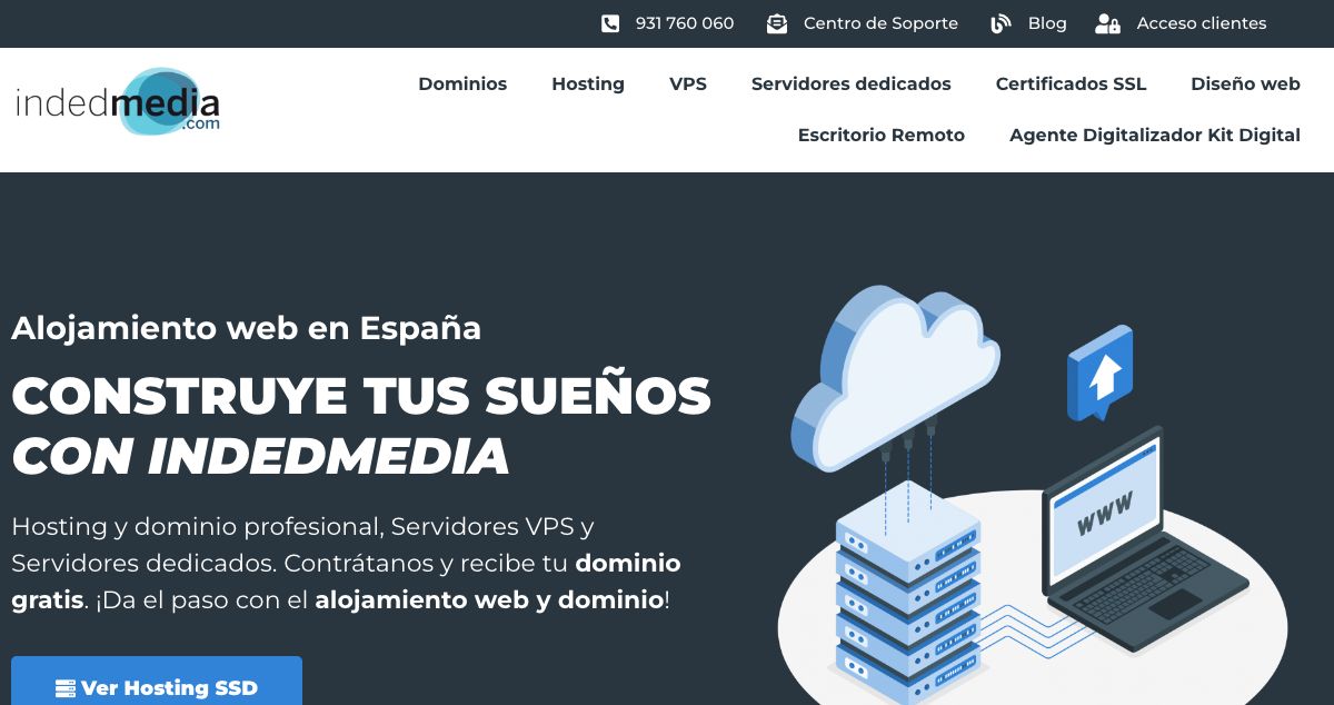 Homepage of Indedmedia Hosting hosting