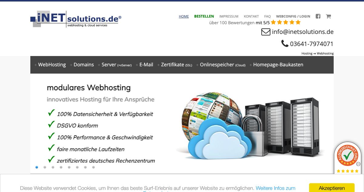 Homepage of iNETsolutions.de hosting