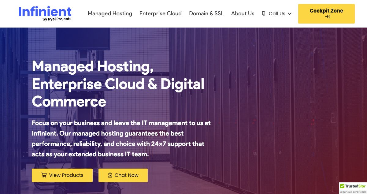 Homepage of Infinient.Cloud hosting