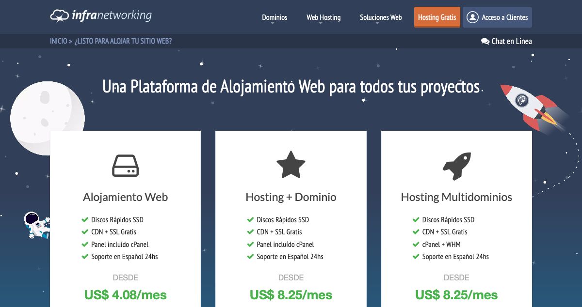 Homepage of Infranetworking.com hosting