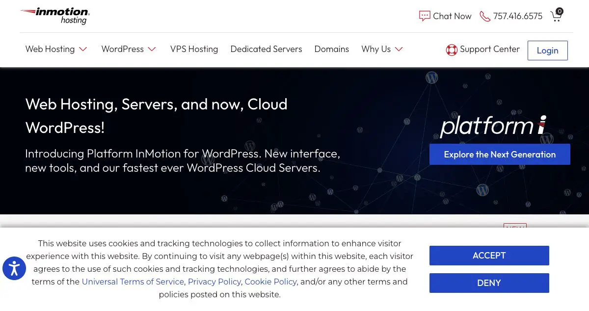 Homepage of InMotion Hosting hosting