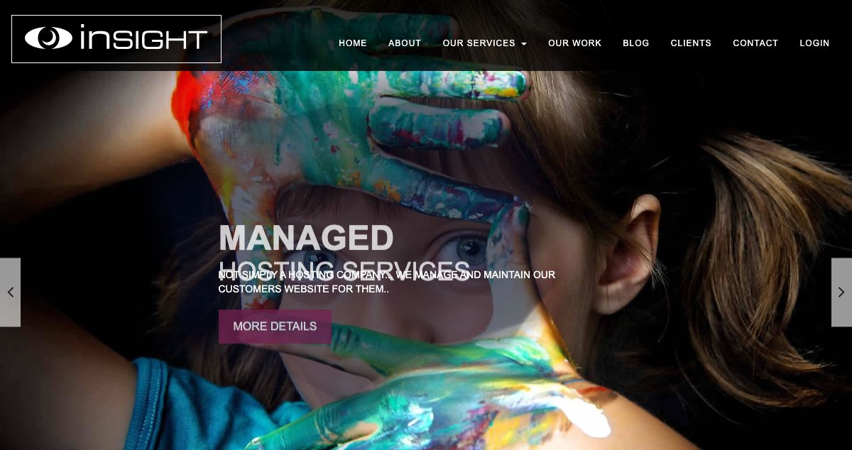 Homepage of Insight Hosting hosting