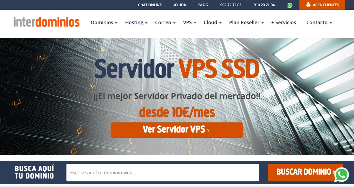 Homepage of InterDominios hosting