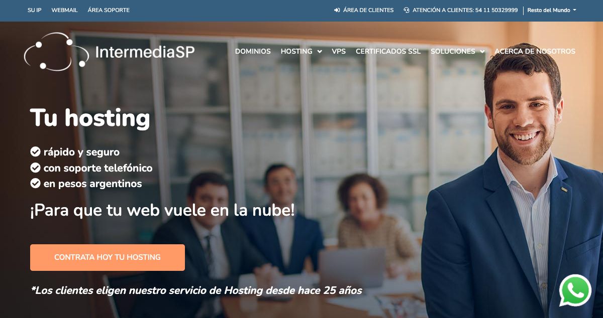 Homepage of IntermediaSP hosting