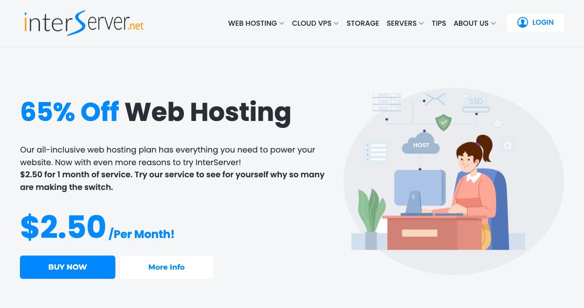 Homepage of InterServer hosting