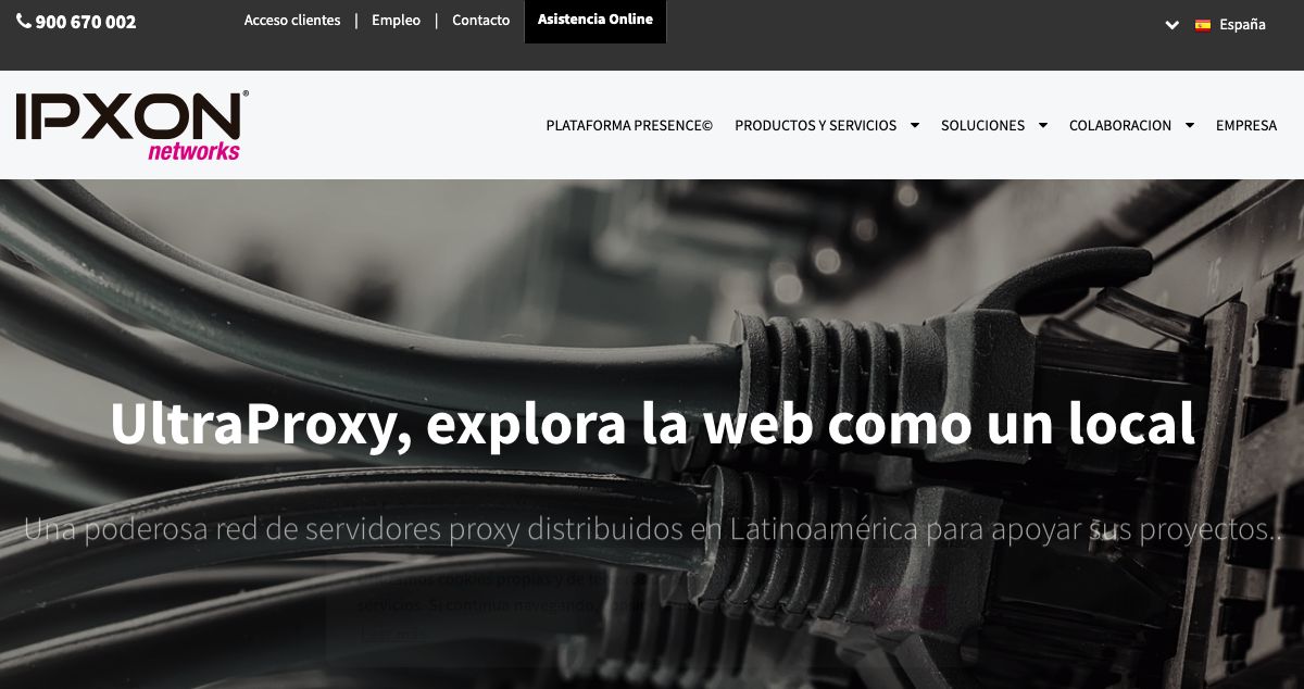 Homepage of IPXON Networks hosting