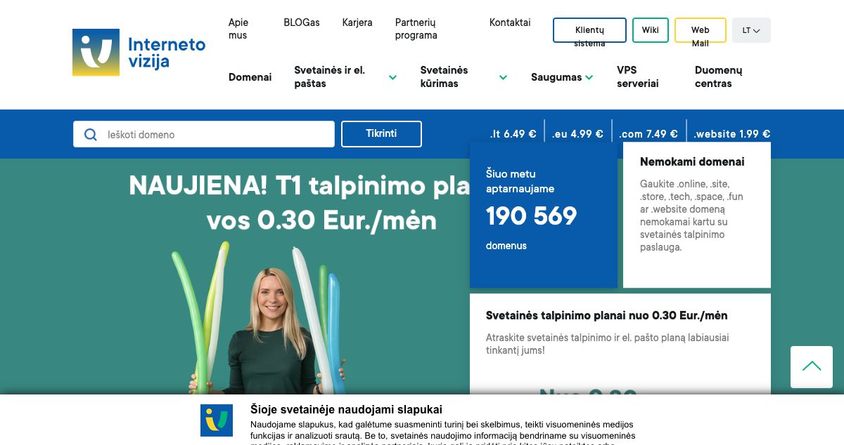 Homepage of Interneto Vizija hosting