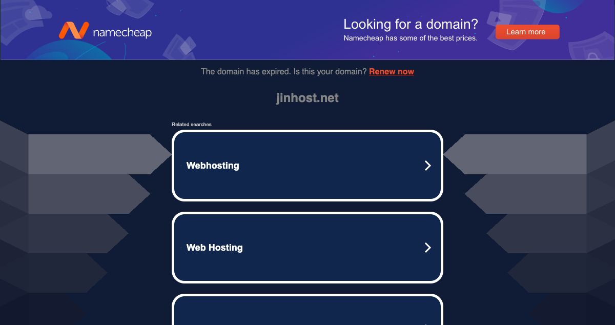 Homepage of JinHost hosting