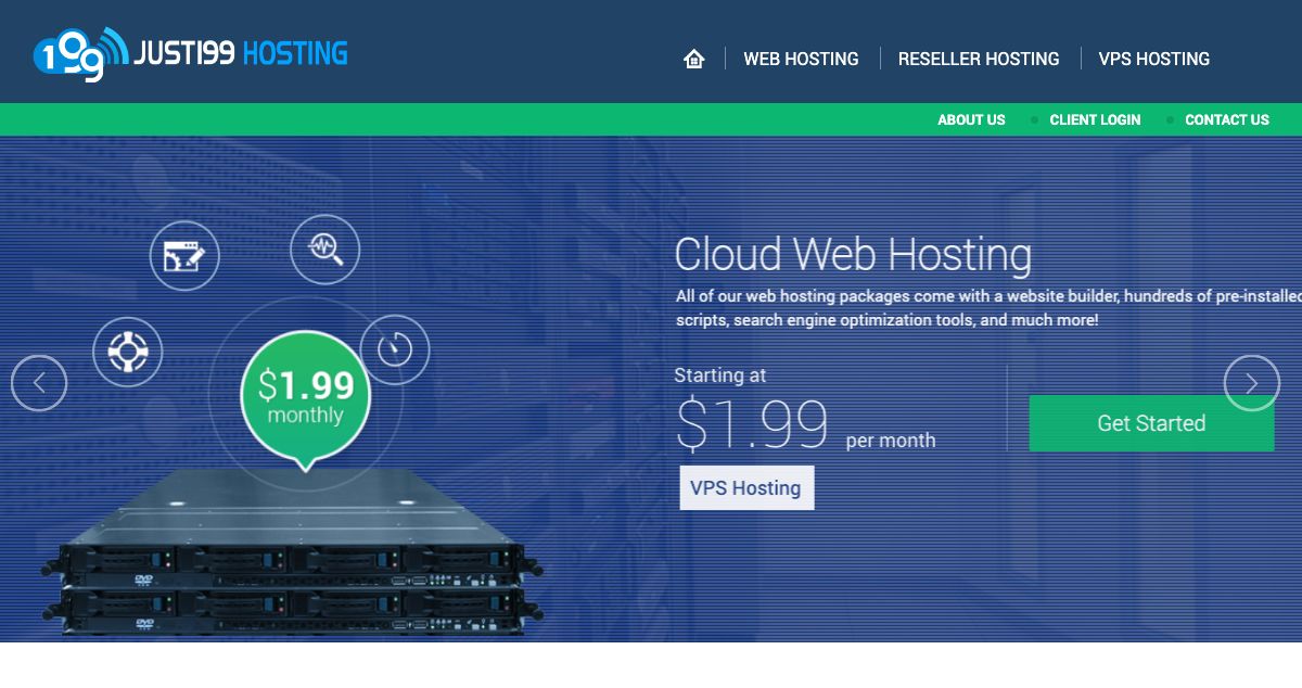 Homepage of Just199 Hosting hosting