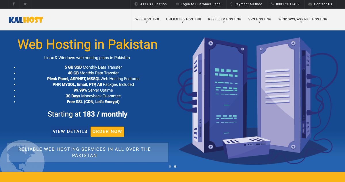 Homepage of Kalhost hosting