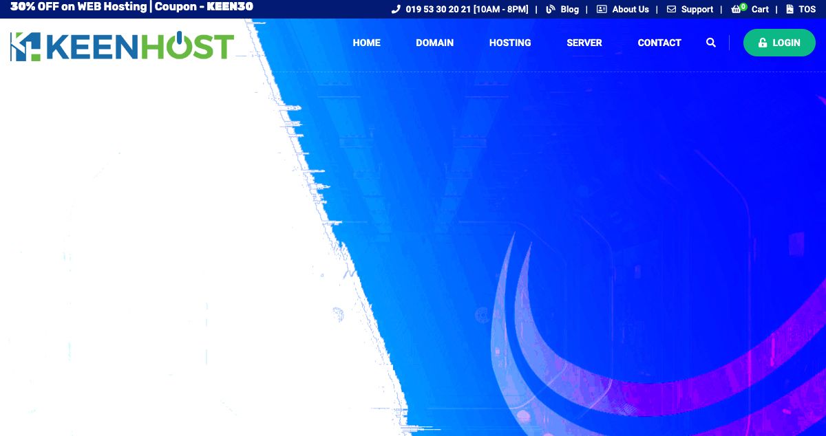 Homepage of Keen Host hosting