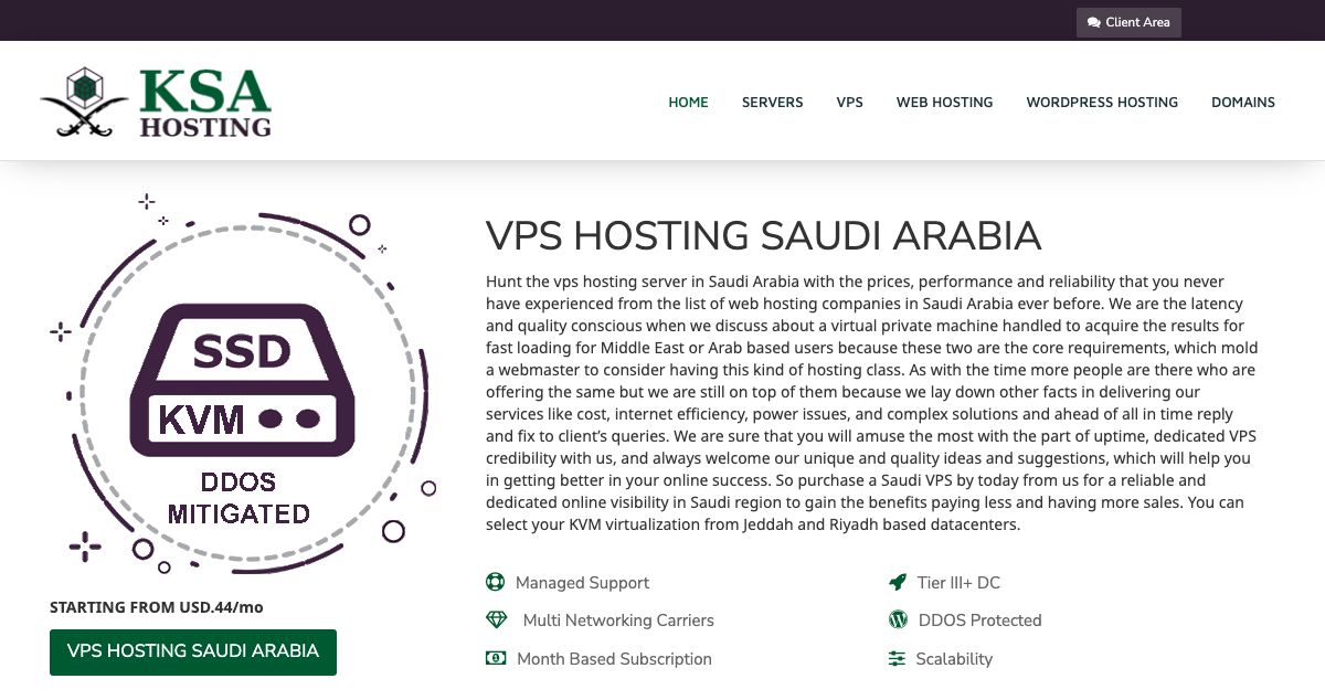 Homepage of KsaHosting hosting