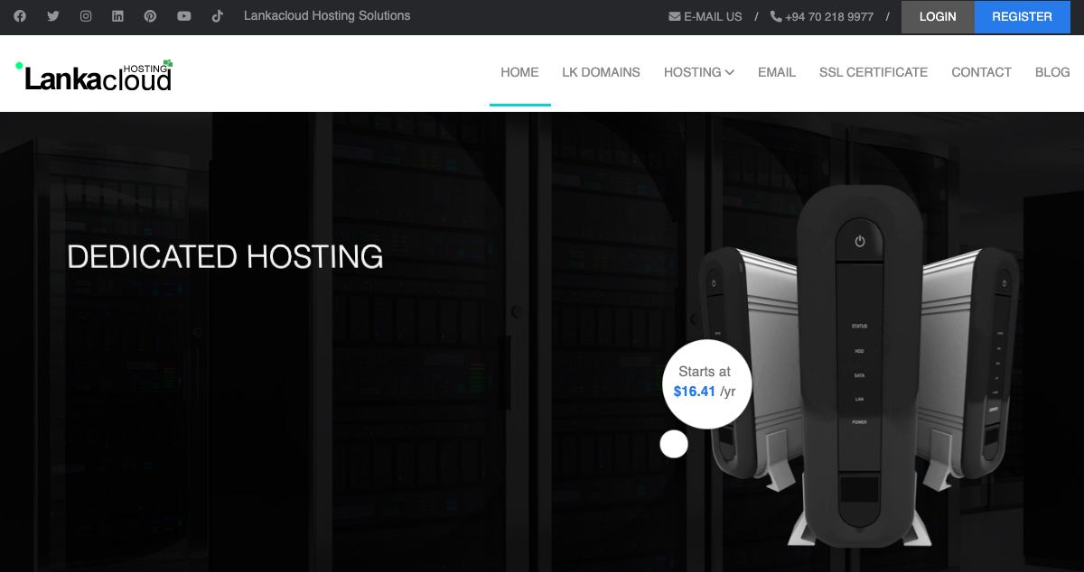 Homepage of Lankacloud Hosting Solutions hosting