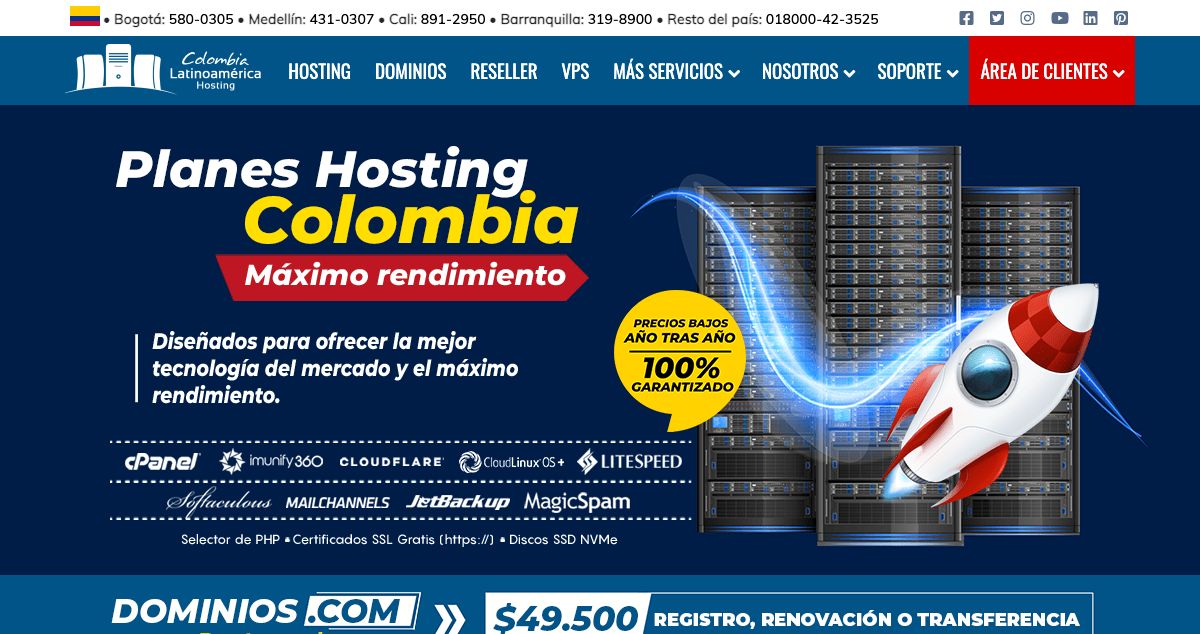 Homepage of Latinoamerica Hosting Colombia hosting