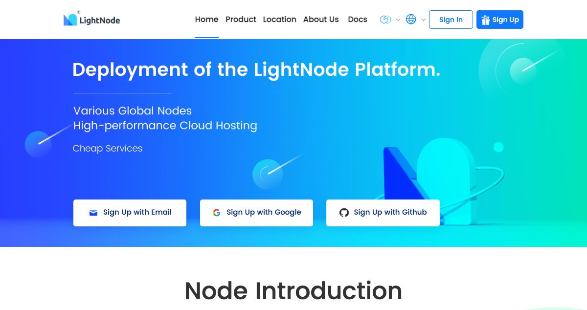 Homepage of LightNode VPS hosting