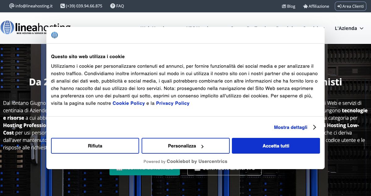 Homepage of Lineahosting.it hosting